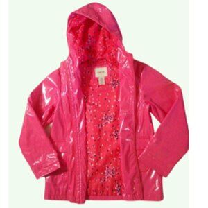 Cherokee Girls Pink Shiny Hooded Raincoat    Size M  7/8